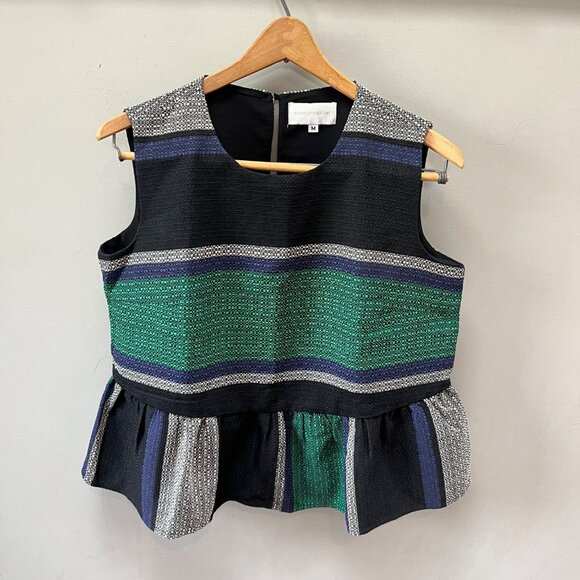 Corey Lynn Calter Multicolor Striped Peplum Womens Sleeveless Top Size M - Picture 1 of 4
